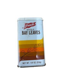 Vintage french's whole bay leaves spice tin photo prop display collectible